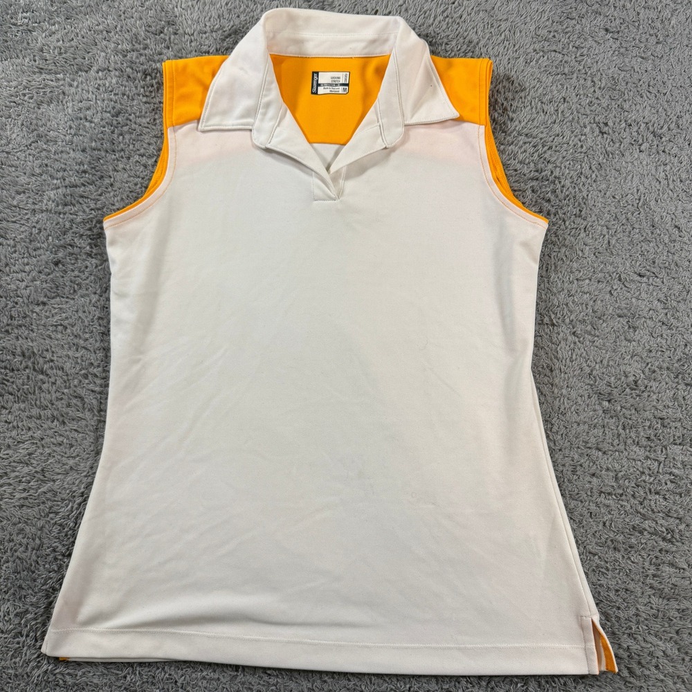 Slazenger Womens Sleeveless Golf Polo M White Orange UV Stretch Wicking Shirt